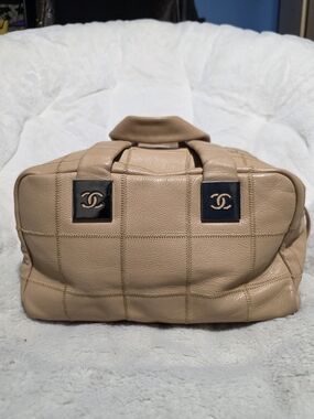 Chanel Beige Quilted Leather Top-Handle Bowler Bag